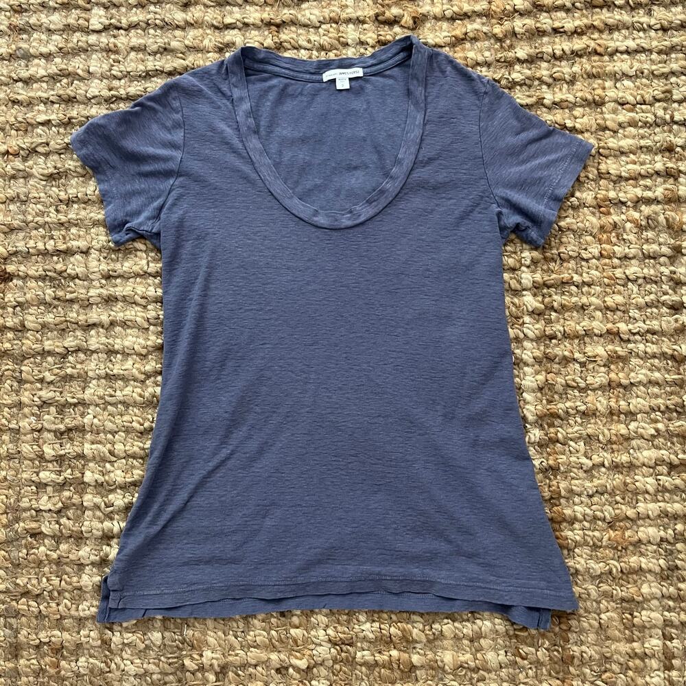 James Perse Standard Scoop Neck Tee Purple Slub Cotton T-Shirt Size 2 M USA Made